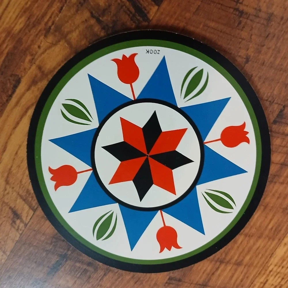 Vtg Zook Trivet Wall Art Pennsylvania Dutch Star Flower Kitschy MCM 7.75